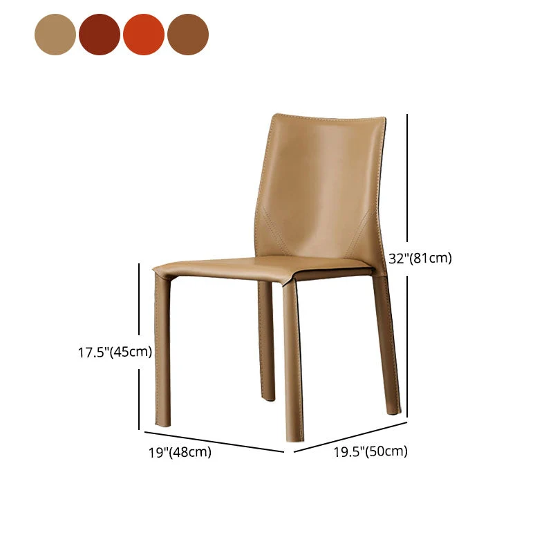 Sedia da pranzo moderna pelle, senza braccioli, con schienale massiccio, per uso domestico Clearhalo