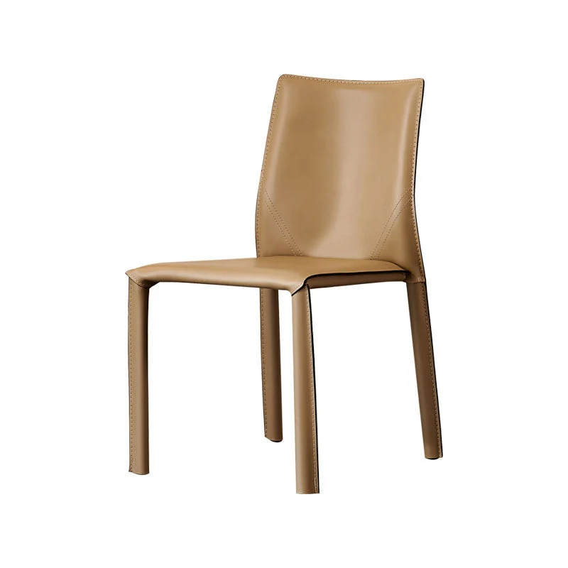 Sedia da pranzo moderna pelle, senza braccioli, con schienale massiccio, per uso domestico Clearhalo