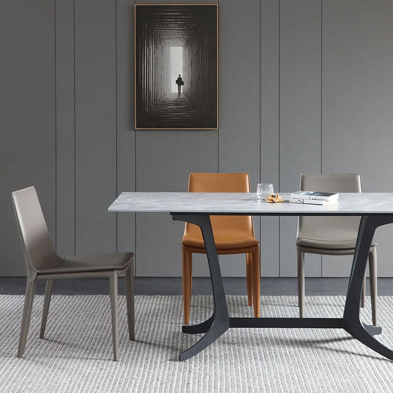 Sedia da pranzo moderna pelle senza braccioli Sedie da pranzo metallo per uso domestico Clearhalo