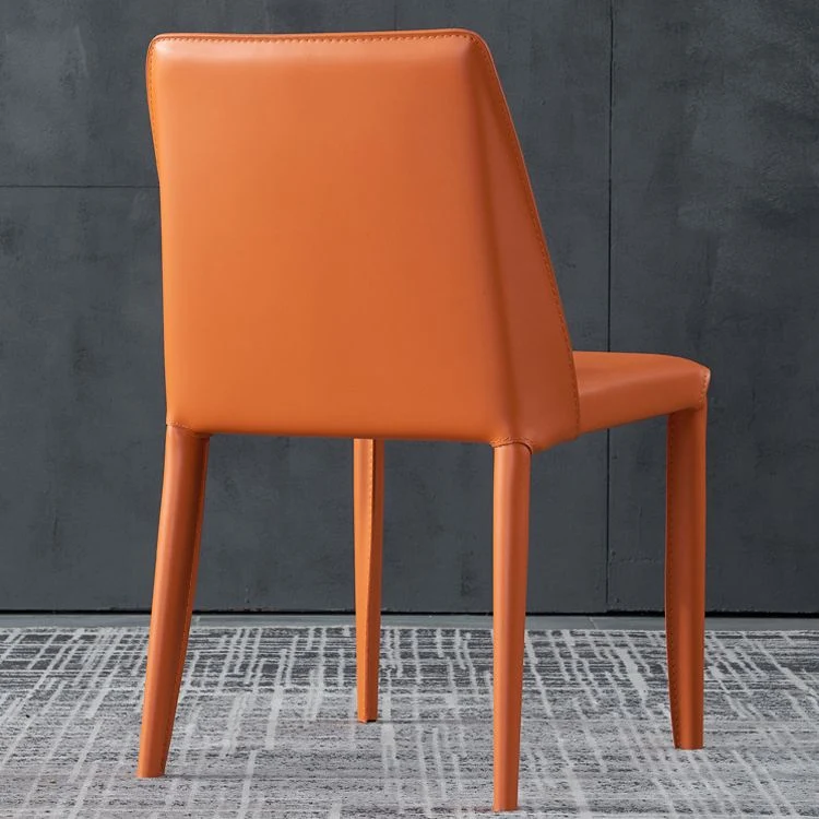 Sedia da pranzo moderna pelle senza braccioli Sedie da sala da pranzo metallo per uso domestico Clearhalo