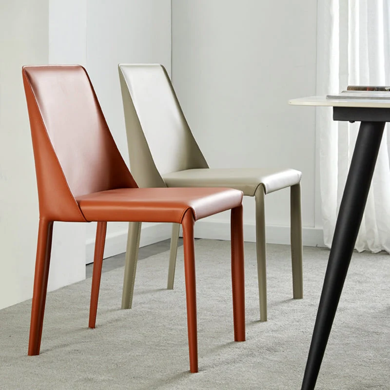 Sedia da pranzo moderna pelle senza braccioli Sedie da sala da pranzo metallo per uso domestico Clearhalo