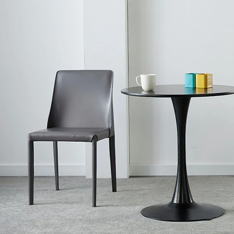 Sedia da pranzo moderna pelle senza braccioli Sedie da sala da pranzo metallo per uso domestico Clearhalo