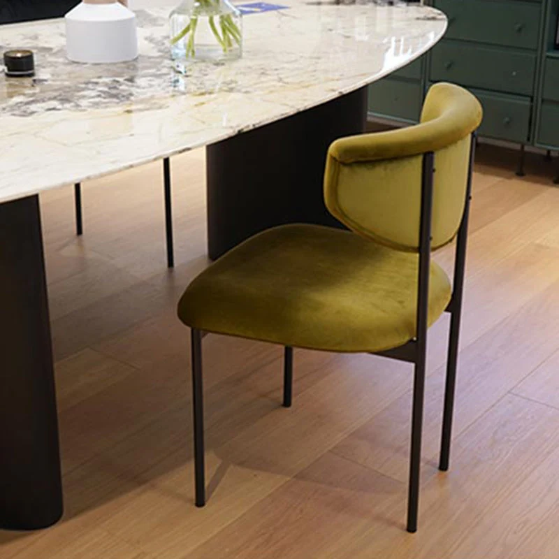 Sedia da pranzo moderna per la casa, sedie da pranzo senza braccioli con schienale aperto e gambe metallo Clearhalo