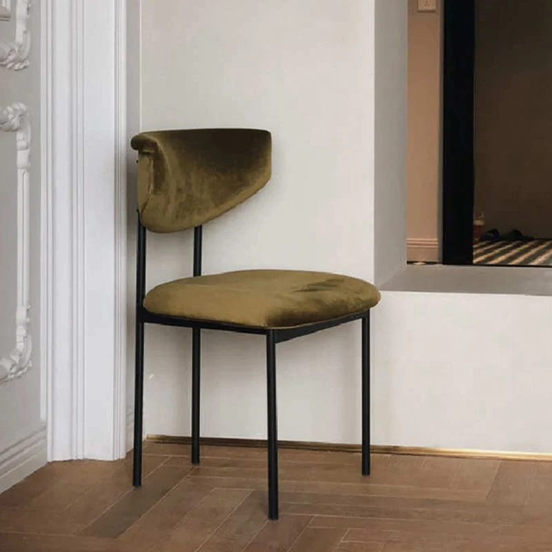 Sedia da pranzo moderna per la casa, sedie da pranzo senza braccioli con schienale aperto e gambe metallo Clearhalo