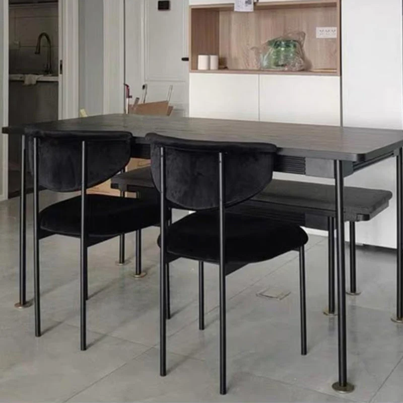 Sedia da pranzo moderna per la casa, sedie da pranzo senza braccioli con schienale aperto e gambe metallo Clearhalo