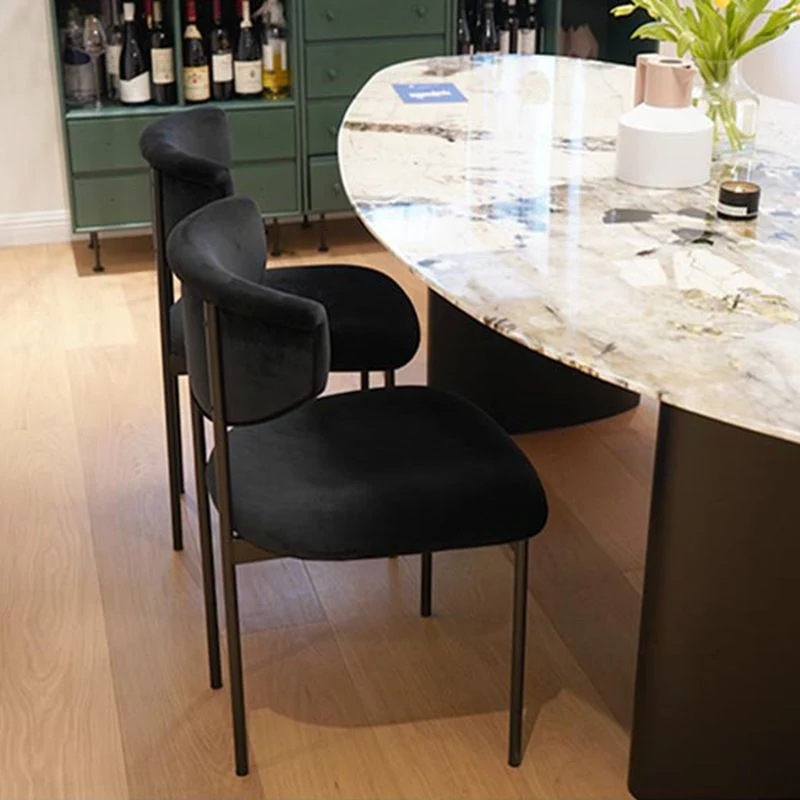Sedia da pranzo moderna per la casa, sedie da pranzo senza braccioli con schienale aperto e gambe metallo Clearhalo