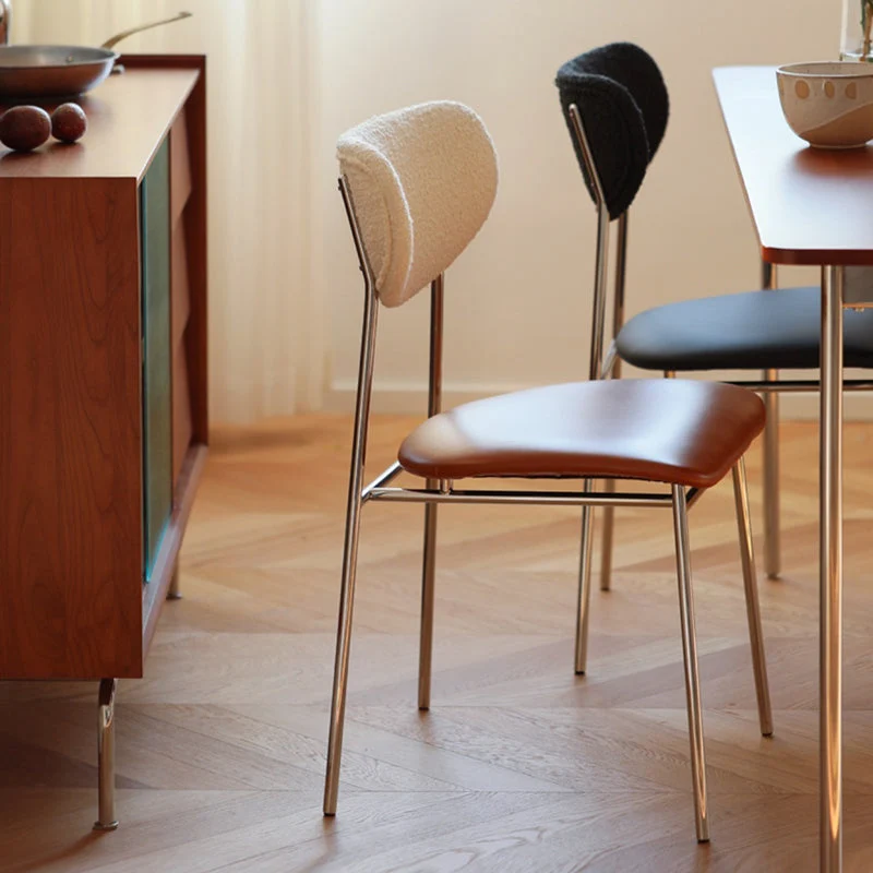 Sedia da pranzo moderna per interni, gambe argento, schienale aperto Clearhalo