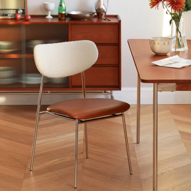 Sedia da pranzo moderna per interni, gambe argento, schienale aperto Clearhalo
