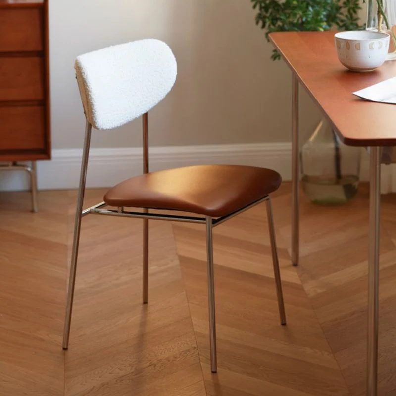 Sedia da pranzo moderna per interni, gambe argento, schienale aperto Clearhalo