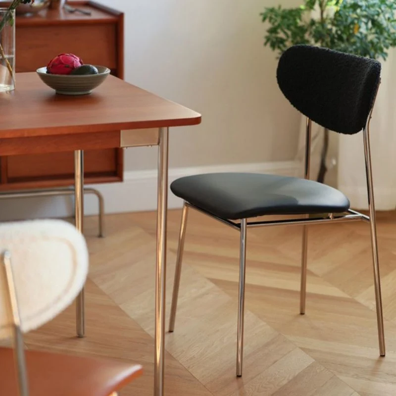 Sedia da pranzo moderna per interni, gambe argento, schienale aperto Clearhalo