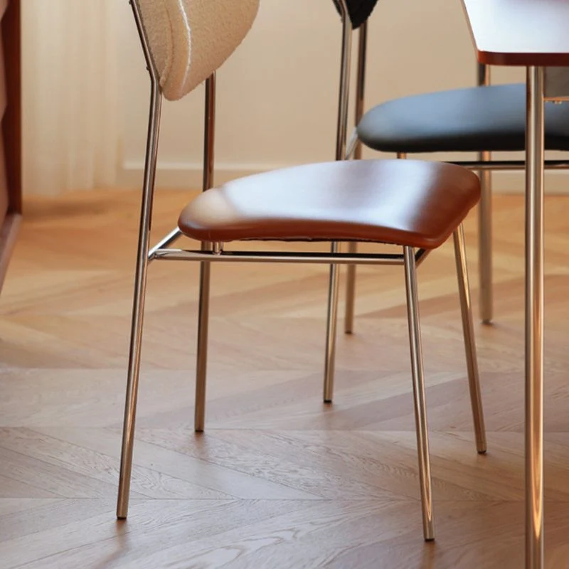 Sedia da pranzo moderna per interni, gambe argento, schienale aperto Clearhalo