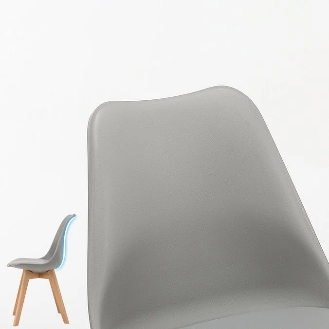 Sedia da pranzo moderna plastica con finitura opaca, sedia laterale con schienale massello di faggio Clearhalo