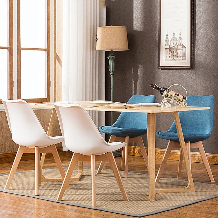 Sedia da pranzo moderna plastica con finitura opaca, sedia laterale con schienale massello di faggio Clearhalo