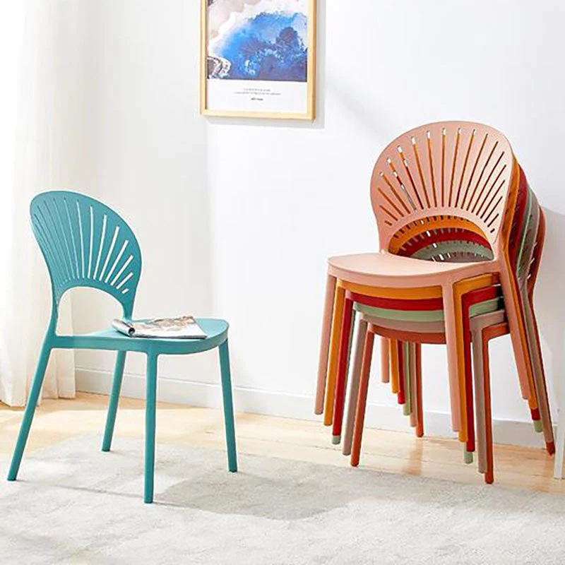 Sedia da pranzo moderna plastica con finitura opaca, sedia laterale aperta e impilabile Clearhalo