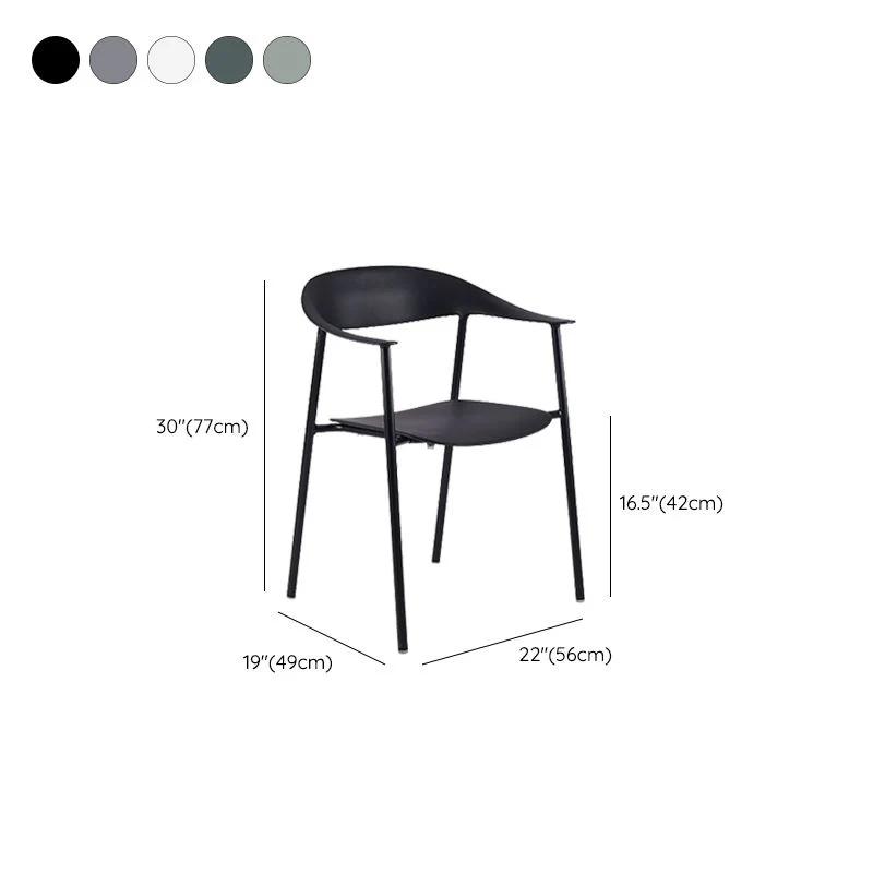 Sedia da pranzo moderna plastica con schienale aperto e base metallo Clearhalo