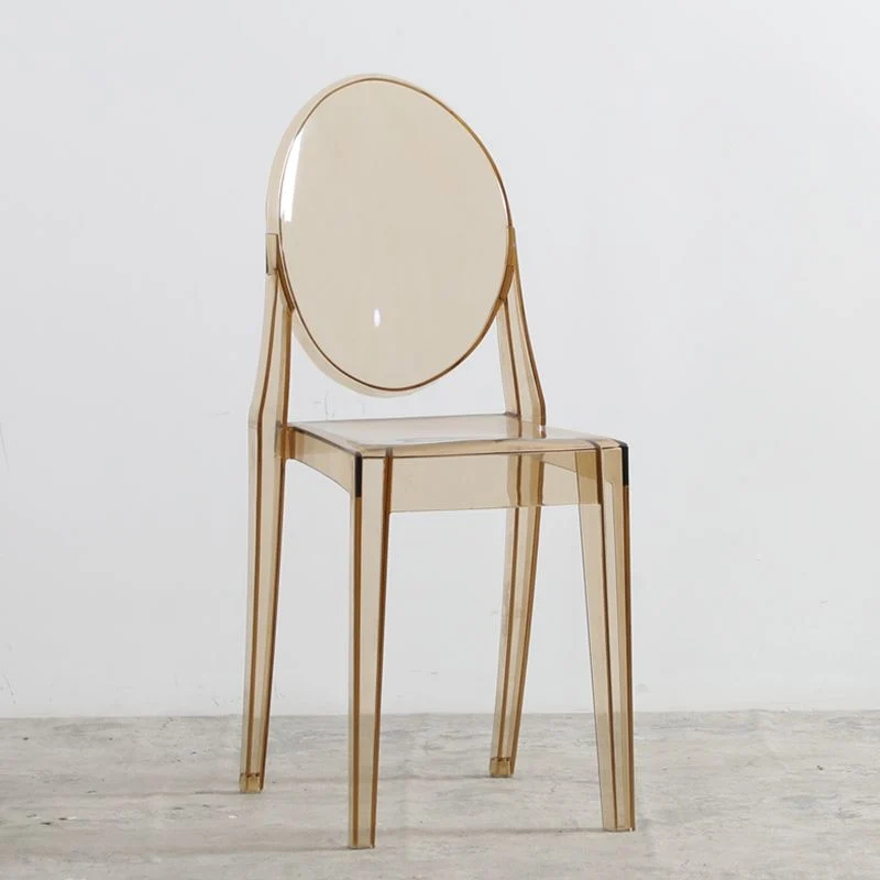 Sedia da pranzo moderna plastica con schienale aperto e 4 gambe per la casa Clearhalo