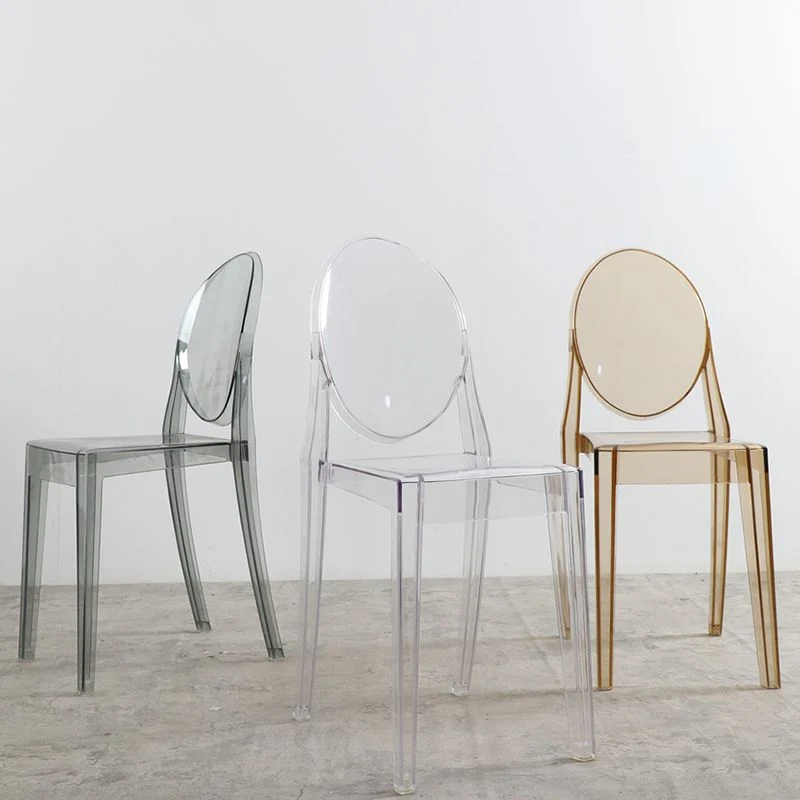 Sedia da pranzo moderna plastica con schienale aperto e 4 gambe per la casa Clearhalo