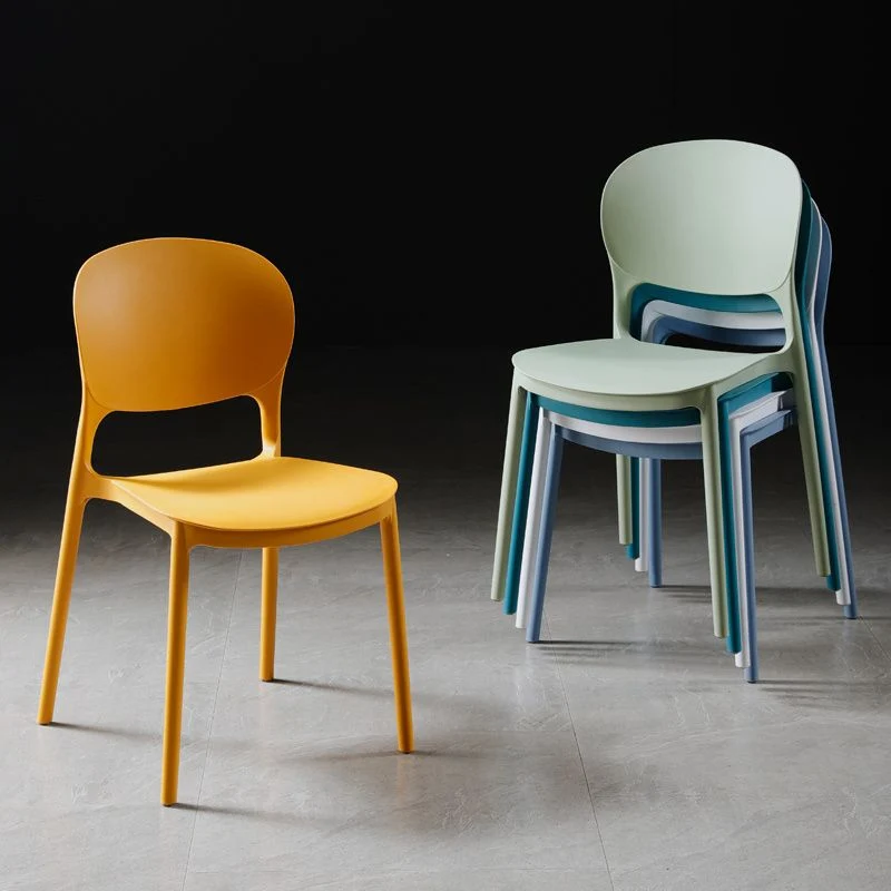 Sedia da pranzo moderna plastica quadrata da cucina Sedie senza braccioli laterali con schienale aperto Clearhalo