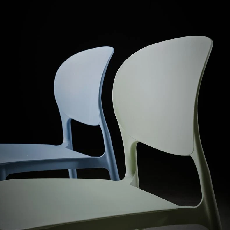 Sedia da pranzo moderna plastica quadrata da cucina Sedie senza braccioli laterali con schienale aperto Clearhalo