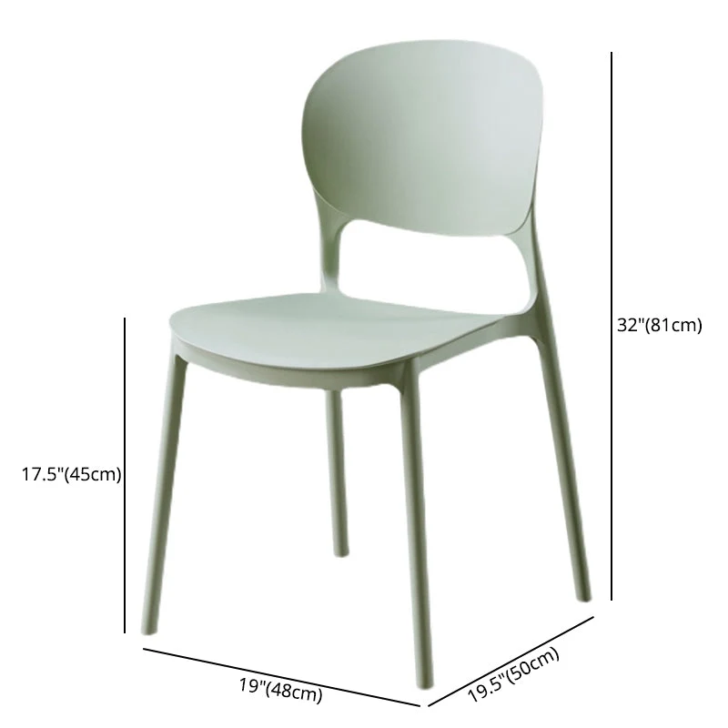 Sedia da pranzo moderna plastica quadrata da cucina Sedie senza braccioli laterali con schienale aperto Clearhalo