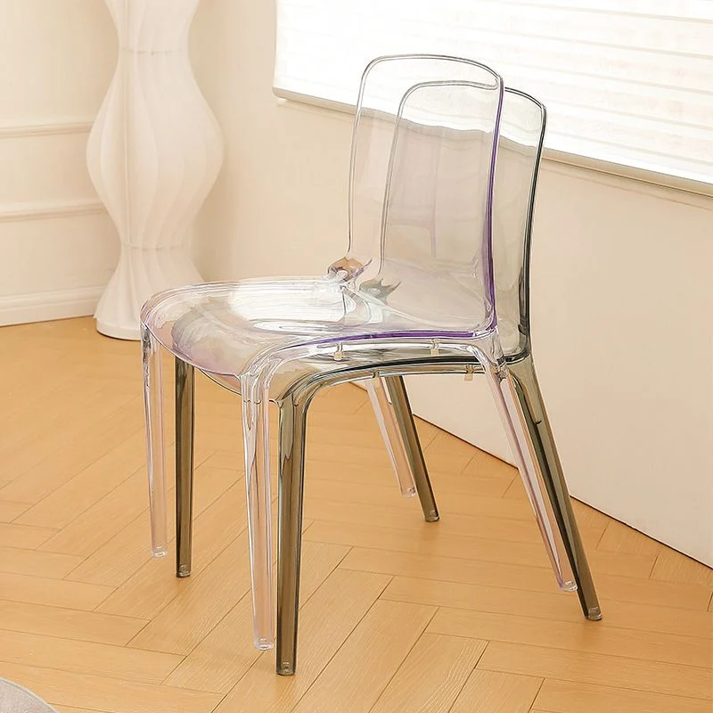 Sedia da pranzo moderna plastica Sedia moderna senza braccioli impilabile con schienale basso Clearhalo