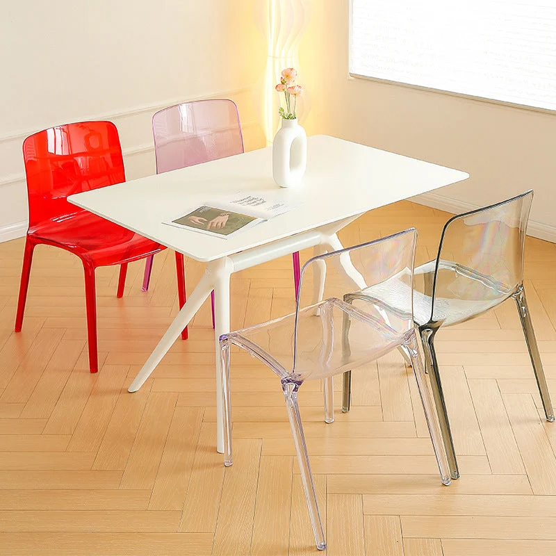 Sedia da pranzo moderna plastica Sedia moderna senza braccioli impilabile con schienale basso Clearhalo