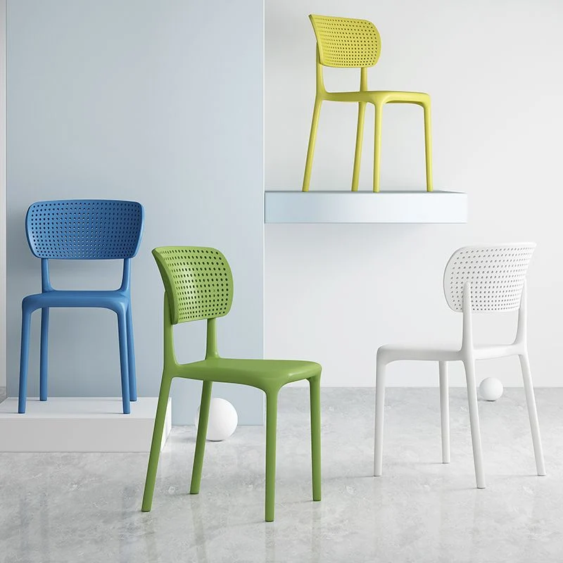 Sedia da pranzo moderna plastica senza braccioli, sedie laterali da pranzo con schienale aperto Clearhalo