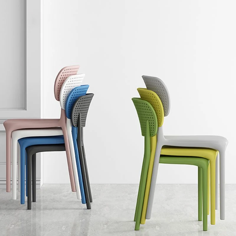 Sedia da pranzo moderna plastica senza braccioli, sedie laterali da pranzo con schienale aperto Clearhalo