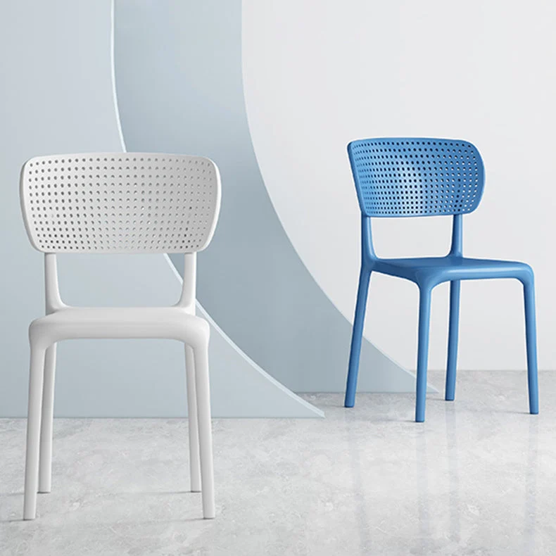Sedia da pranzo moderna plastica senza braccioli, sedie laterali da pranzo con schienale aperto Clearhalo