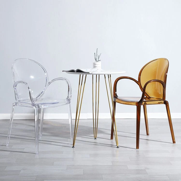 Sedia da pranzo moderna da 34 pollici con schienale plastica solida plastica trasparente per ristorante Clearhalo