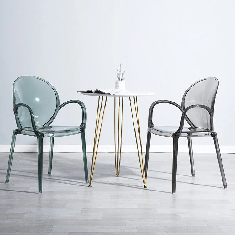 Sedia da pranzo moderna da 34 pollici con schienale plastica solida plastica trasparente per ristorante Clearhalo