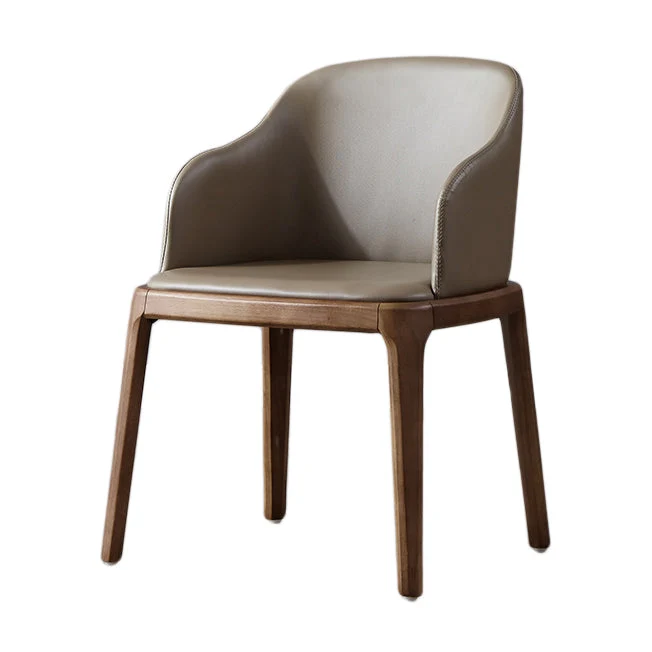 Sedia da pranzo moderna Sedia laterale con schienale massiccio e 4 gambe legno per uso domestico Clearhalo