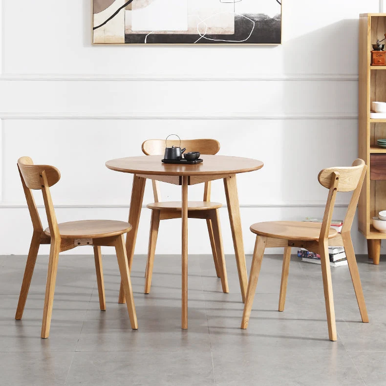 Sedia da pranzo moderna senza braccioli con finitura opaca legno massello con schienale aperto Clearhalo