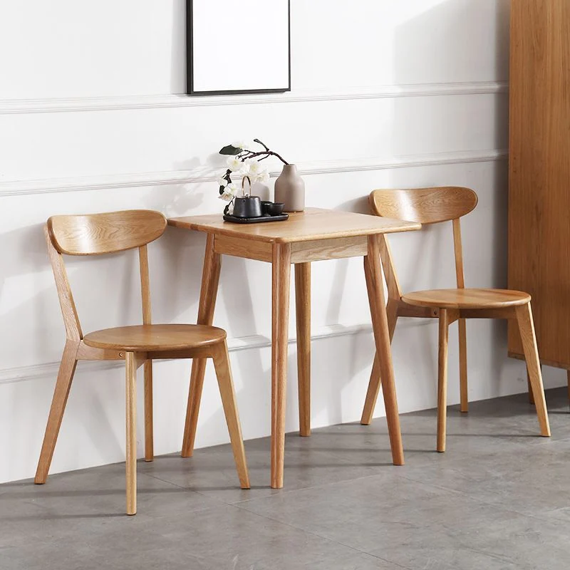 Sedia da pranzo moderna senza braccioli con finitura opaca legno massello con schienale aperto Clearhalo