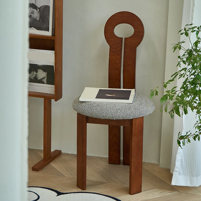 Sedia da pranzo moderna senza braccioli imbottita per la casa legno massello con schienale doghe Clearhalo
