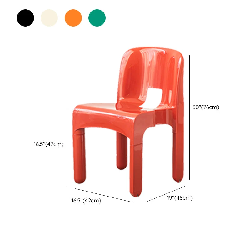 Sedia da pranzo moderna senza braccioli Sedia plastica con lato posteriore aperto per ristorante Clearhalo