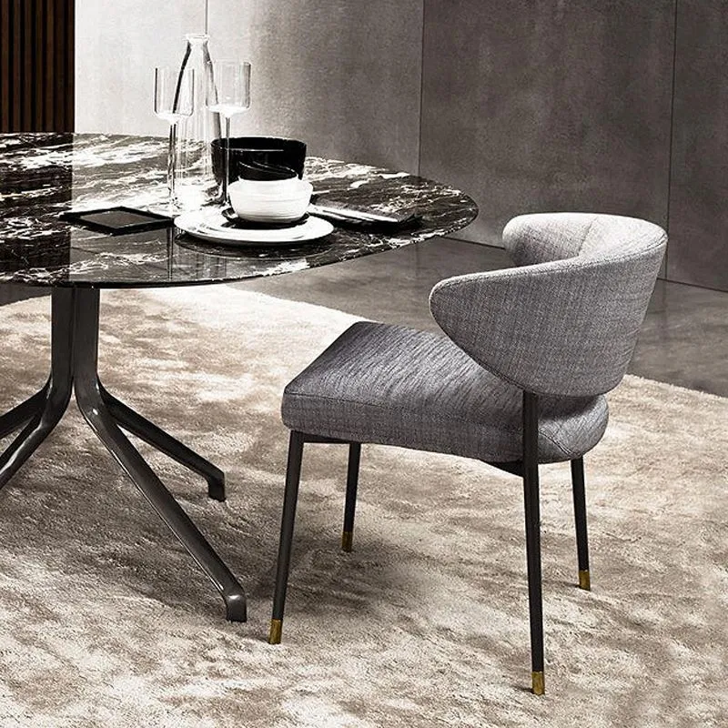 Sedia da pranzo moderna tessuto per la casa con schienale aperto e finitura opaca Clearhalo