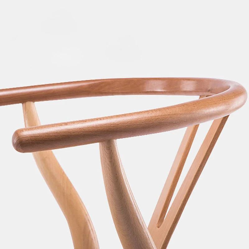 Sedia da pranzo naturale moderna con braccioli imbottiti Wishbone per la casa Clearhalo
