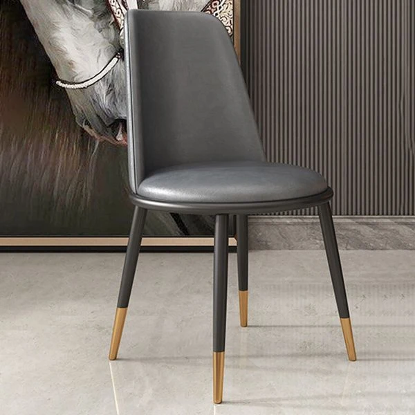 Sedia da pranzo nordica Sedia da pranzo senza braccioli con gambe metallo per la casa Clearhalo