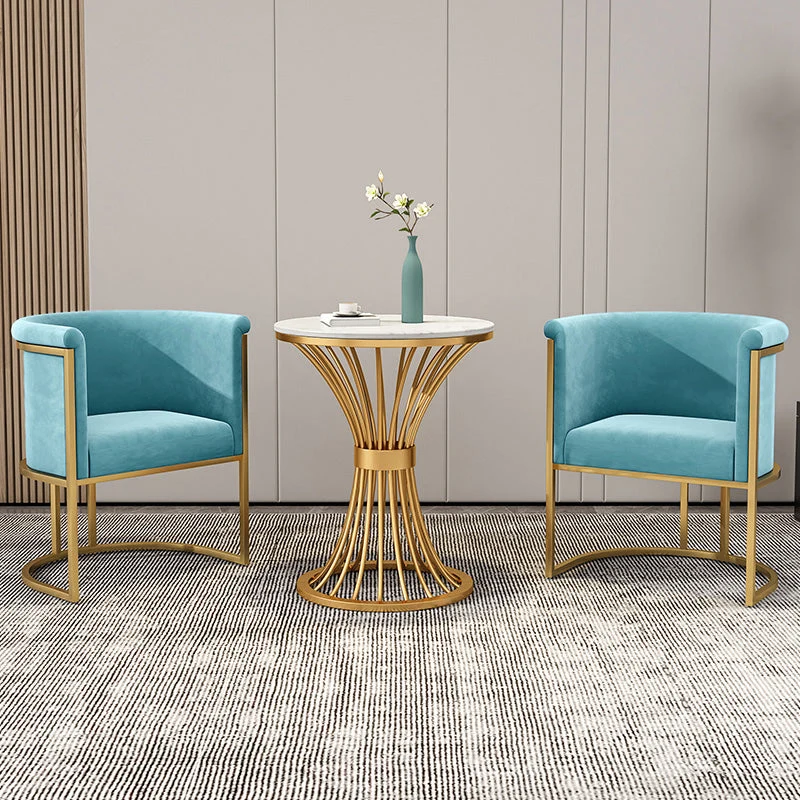 Sedia da pranzo Parsons con braccioli velluto con base dorata per sala da pranzo Clearhalo