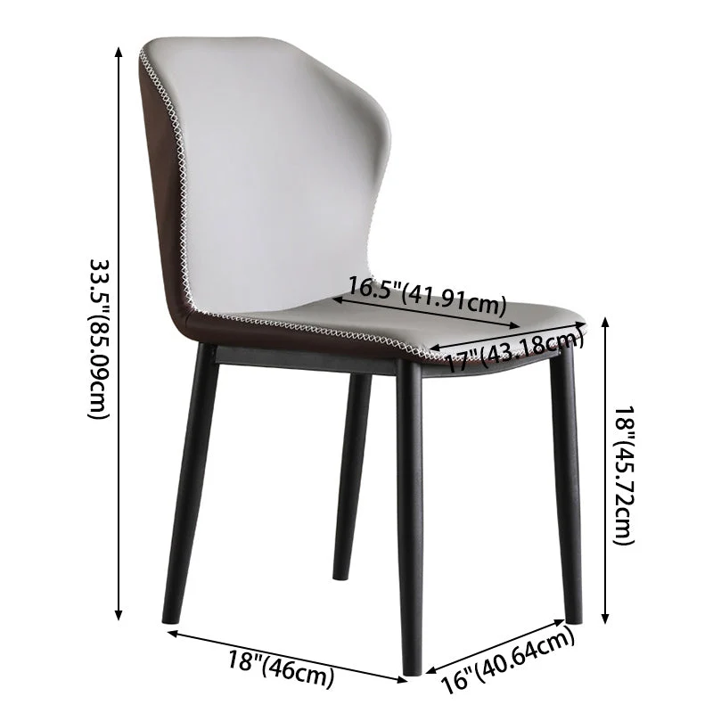 Sedia da pranzo Parsons moderna con struttura laterale metallo, larghezza 17 pollici, per la casa Clearhalo