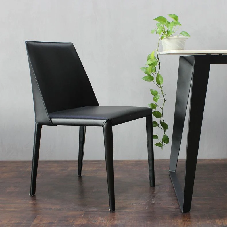 Sedia da pranzo Parsons stile designer pelle di sella con finitura opaca (set di 2) Clearhalo