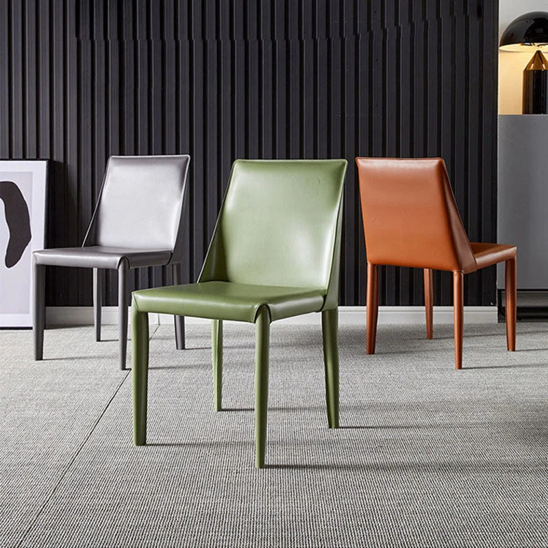 Sedia da pranzo Parsons stile designer pelle Saddle, con finitura opaca Clearhalo
