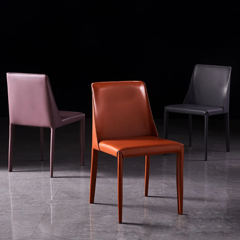 Sedia da pranzo Parsons stile designer pelle Saddle, con finitura opaca Clearhalo