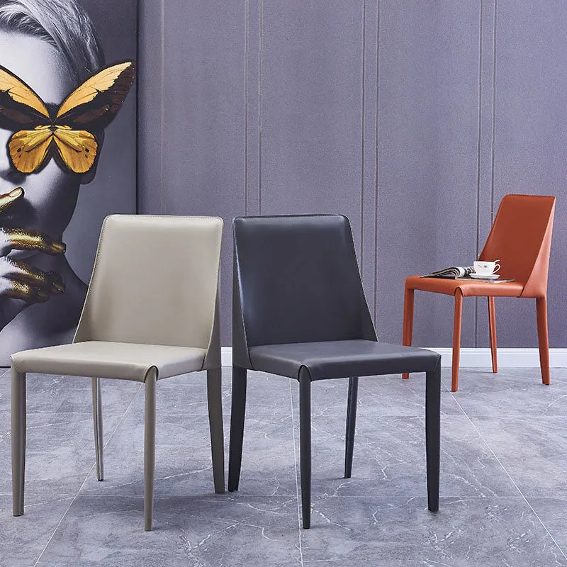 Sedia da pranzo Parsons stile designer pelle Saddle, con finitura opaca Clearhalo