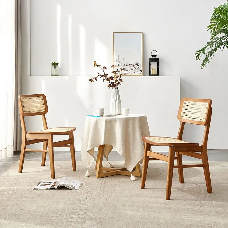 Sedia da pranzo da patio glamour rattan Sedia laterale da pranzo con schienale aperto per sala da pranzo Clearhalo