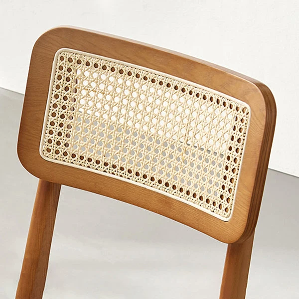 Sedia da pranzo da patio glamour rattan Sedia laterale da pranzo con schienale aperto per sala da pranzo Clearhalo