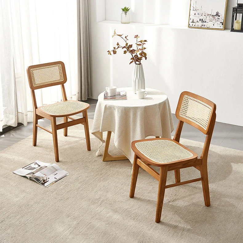 Sedia da pranzo da patio glamour rattan Sedia laterale da pranzo con schienale aperto per sala da pranzo Clearhalo