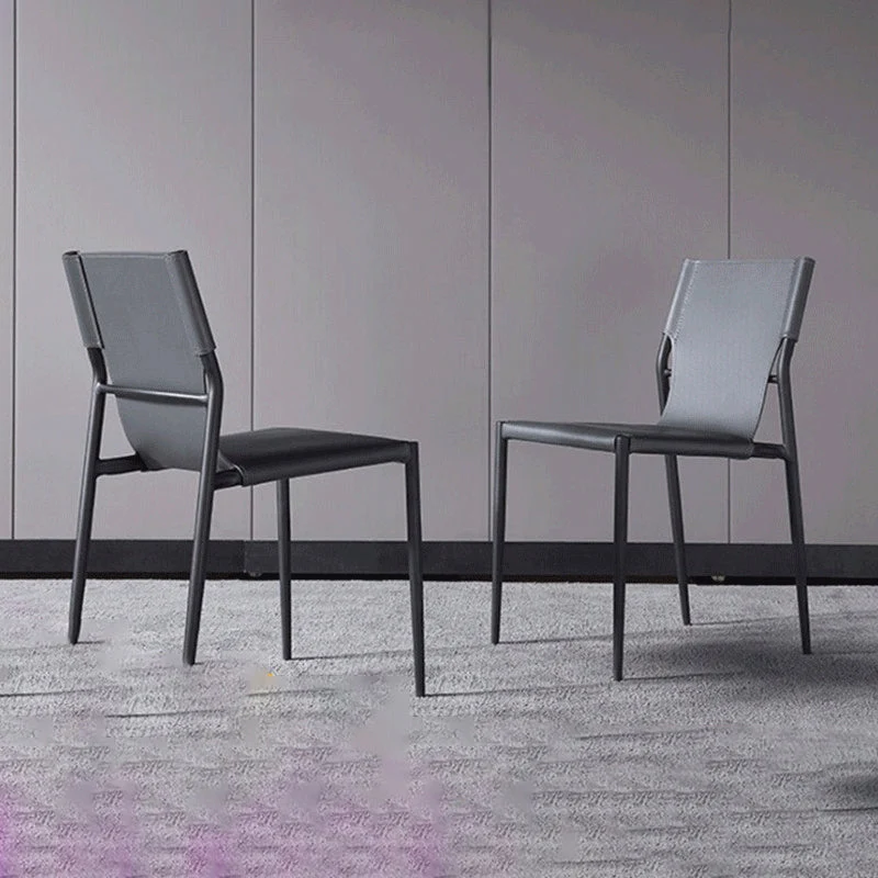 Sedia da pranzo pelle con sedia laterale stile moderno con 4 gambe per uso domestico Clearhalo