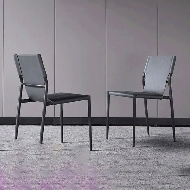 Sedia da pranzo pelle con sedia laterale stile moderno con 4 gambe per uso domestico Clearhalo